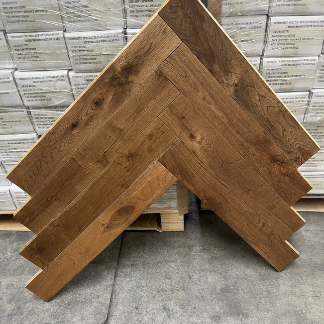 Parket massief eik visgraat smoked 15mm