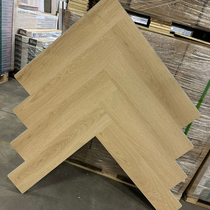 Rigid click PVC visgraat taupe 5,3mm geïntegreerde ondervloer