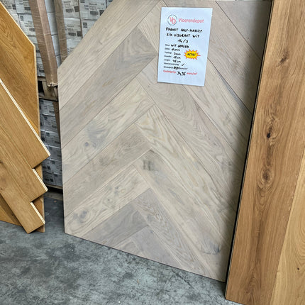 Lot 7m2 parket half-massief eik visgraat wit 14mm/3mm