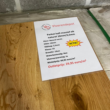 Parket half-massief eik naturel vernis 10mm/2,5mm