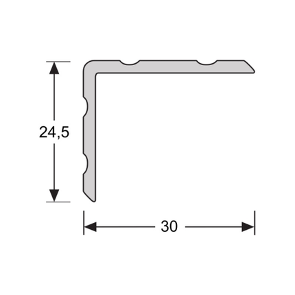 Duo-hoeklijn zelfkl. 24,5x30mm eiken wit getint